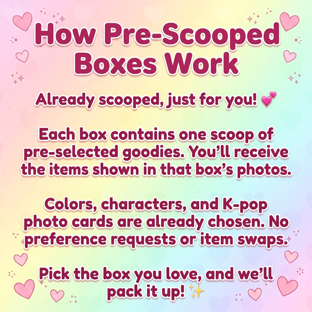 How Pre-Scooped Boxes Work card in matching berry-pink style