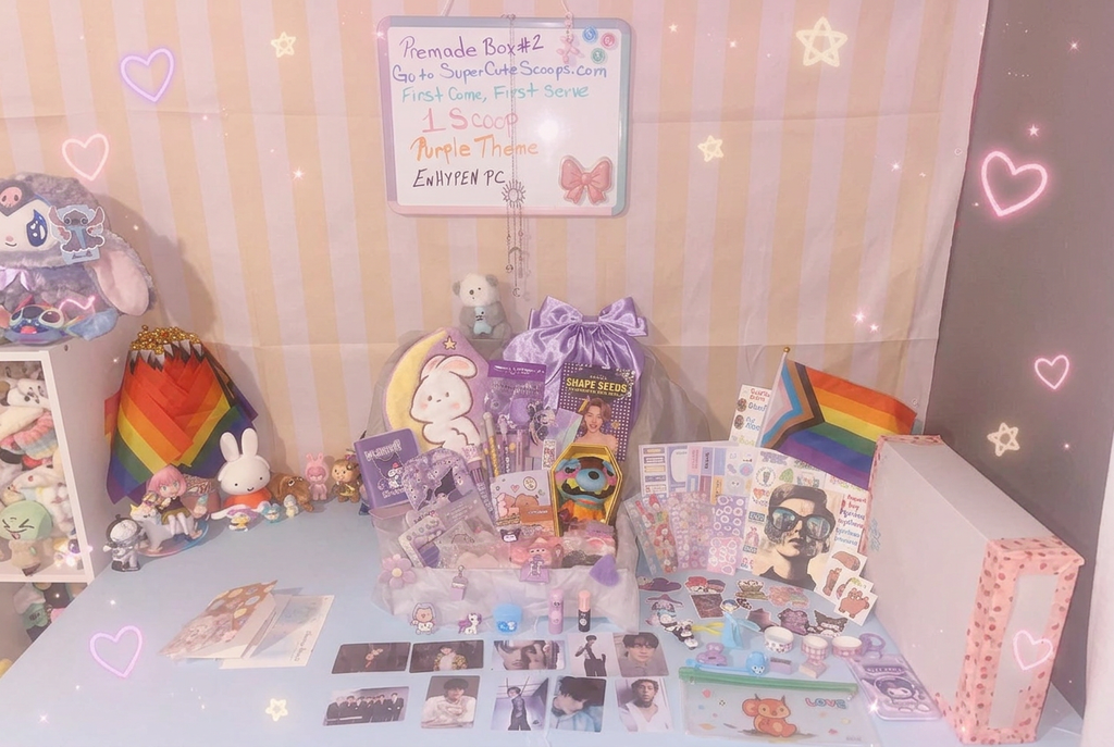 Pre-Scooped Box #2 with soft lavender-pink glow, hearts, and sparkles